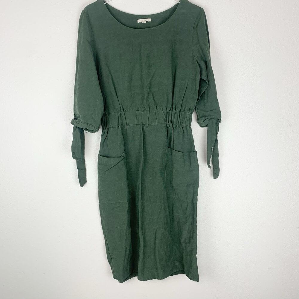 Le Lis Dress Womens Medium Minimalist Elastic Waist Tie Sleeve Preppy Classic M